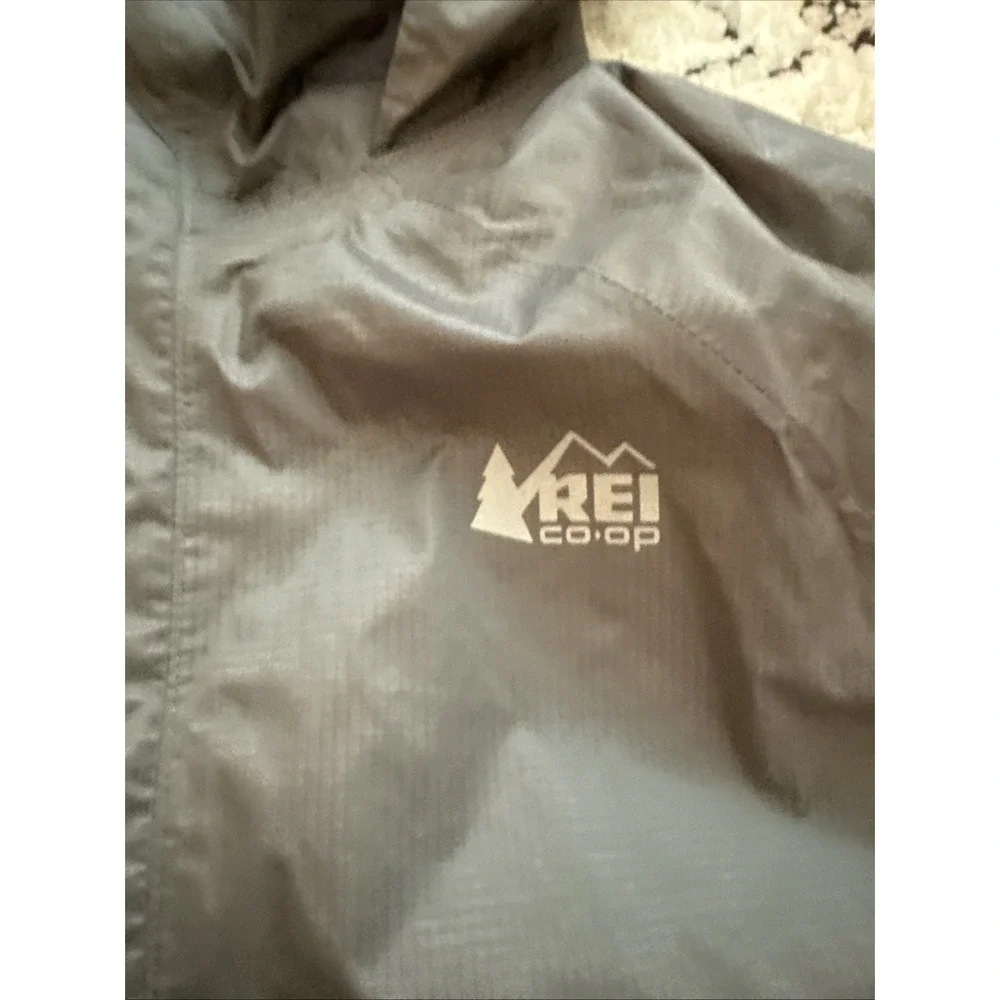 REI Co-op Rain Jacket Youth XXL 18 Gray Hooded Waterproof Hiking Kids